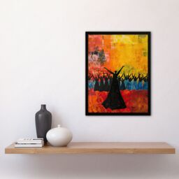 "Artery8 Colourful Choir Praise Rainbow Oil Painting Framed Art Print in Orange - Size: W12"" x H16""" - thumbnail 4