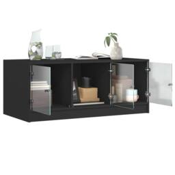 Berkfield Home Coffee Table with Glass Doors Black 102x50x42 cm - Size: 102 x 50 x 42 cm - thumbnail 5