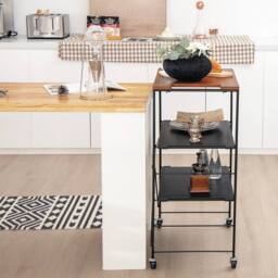 VOGREX 3-Tier Foldable Rolling Storage Trolley in Black - thumbnail 4