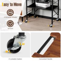 VOGREX 3-Tier Foldable Rolling Storage Trolley in Black - thumbnail 5