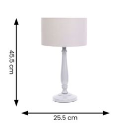 ValueLights Victoria Grey Wood Traditional Table Lamp with Fabric Drum Shade & LED Bulb - thumbnail 6