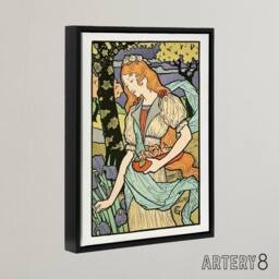 "Artery8 Salon des Cent Woman Picking Flower Grasset Framed Canvas Wall Art - Size: W12"" x H16""" - thumbnail 2