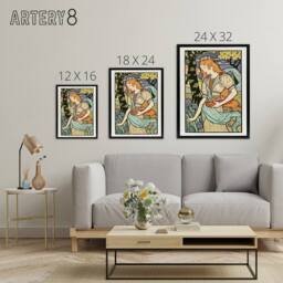 "Artery8 Salon des Cent Woman Picking Flower Grasset Framed Canvas Wall Art - Size: W12"" x H16""" - thumbnail 4