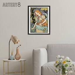 "Artery8 Salon des Cent Woman Picking Flower Grasset Framed Canvas Wall Art - Size: W12"" x H16""" - thumbnail 3