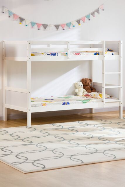 Home Discount Junior Vida Gemini Detachable Bunk Bed Children Kids Bedroom Furniture in White - Size: Single - image 1