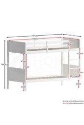 Home Discount Junior Vida Gemini Detachable Bunk Bed Children Kids Bedroom Furniture in White - Size: Single - thumbnail 2