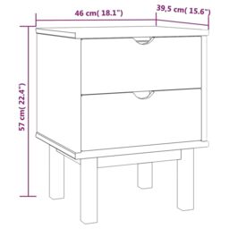 Berkfield Home Bedside Cabinet OTTA Brown&Grey 46x39.5x57 cm Solid Wood Pine in Grey - thumbnail 6