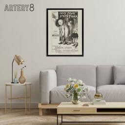 "Artery8 Poor Little Things Poster Sketch Steinlen Black Framed Canvas Wall Art in White - Size: W12"" x H16""" - thumbnail 3