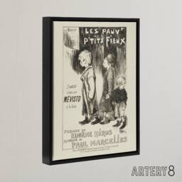 "Artery8 Poor Little Things Poster Sketch Steinlen Black Framed Canvas Wall Art in White - Size: W12"" x H16""" - thumbnail 2