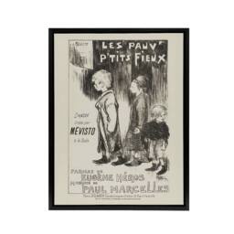 "Artery8 Poor Little Things Poster Sketch Steinlen Black Framed Canvas Wall Art in White - Size: W12"" x H16""" - thumbnail 1