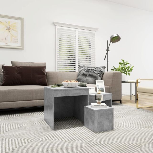 Berkfield Home Nesting Tables 3 pcs Concrete Grey Engineered Wood - image 1