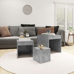 Berkfield Home Nesting Tables 3 pcs Concrete Grey Engineered Wood - thumbnail 3