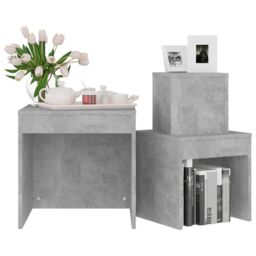 Berkfield Home Nesting Tables 3 pcs Concrete Grey Engineered Wood - thumbnail 4