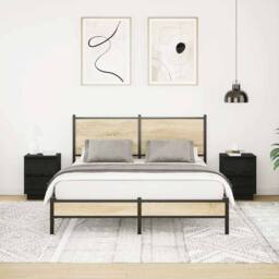 Berkfield Home Durable Bedside Cabinets with LED Lights¬†2 pcs Black 38x34x50 cm - Size: 38 x 34 x 50 cm - thumbnail 5