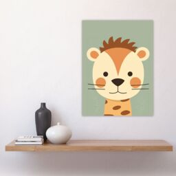 "Artery8 Wall Art Print Cute Zoo Animal Graphic Artwork Soft Pastel Colour Geometric Shapes Kids Bedroom Painting Poster in Brown - Size: W18"" x H24""" - thumbnail 4