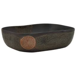 Berkfield Home Countertop Basin Black Rectangular 48x37.5x13.5 cm Ceramic