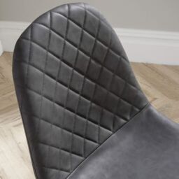 Home Source Kitchen Dining Chairs Pair Set of 2 Metal Legs Diamond Fabric Design in Dark Grey - thumbnail 5