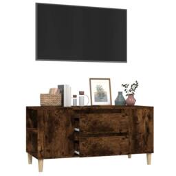 Berkfield Home TV Cabinet Smoked Oak 102x44.5x50 cm Engineered Wood in Brown - thumbnail 5