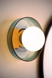 ValueLights Newbury Glass Plate with Globe Shade IP44 Bathroom Wall Light & Bulb in Jade - thumbnail 1