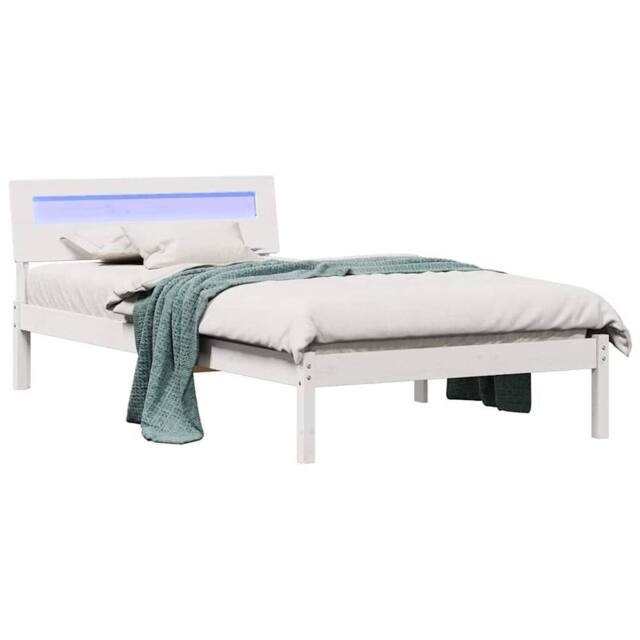 Berkfield Home Modern with LED Strip Lights with Headboard White 75 x 190 cm Pin - image 1