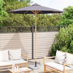 Berkfield Home Dark Grey Garden Parasol 240x260 cm Bamboo - thumbnail 3