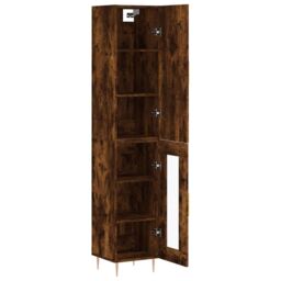 Berkfield Home Highboard Smoked Oak 34.5x34x180 cm Engineered Wood in Brown - thumbnail 4