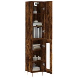 Berkfield Home Highboard Smoked Oak 34.5x34x180 cm Engineered Wood in Brown - thumbnail 3