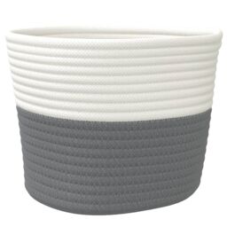 Berkfield Home Storage Baskets 2 pcs Grey & White √ò24x18 cm Cotton - Size: 24x18 cm - thumbnail 5