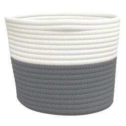 Berkfield Home Storage Baskets 2 pcs Grey & White √ò24x18 cm Cotton - Size: 24x18 cm - thumbnail 6