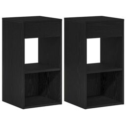 Berkfield Home Bedside Cabinets with Drawer 2 pcs Black Oak 35x34x66.5 cm - thumbnail 2