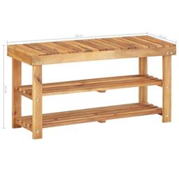 Berkfield Home Shoe Rack 90x32x46 cm Solid Acacia Wood in Brown - Size: 90 x 32 x 46 cm - thumbnail 5