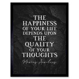 "Artery8 Slate Quote Marcus Aurelius Happiness Quality Thoughts Framed Art in Grey - Size: W12"" x H16""" - thumbnail 1