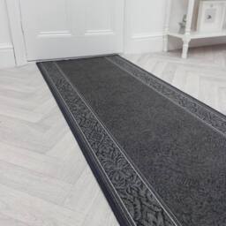 runrug Hallway Runner Rug - Non-Slip, Hardwearing, 5.4mm - 'St Tropez' in Dark Grey - Size: 100 cm x 150 cm - thumbnail 1