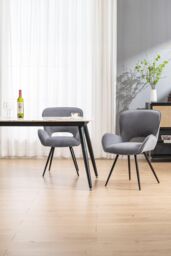 More4Homes Set of 4 Lily Modern Velvet Dining Chair Padded Seat Metal Legs in Grey - thumbnail 5