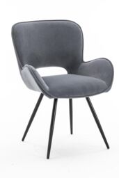 More4Homes Set of 4 Lily Modern Velvet Dining Chair Padded Seat Metal Legs in Grey - thumbnail 2