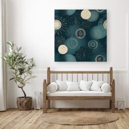 Warren Reed - Designer Blue Moon & Sun Canvas in Green - Size: w40 inch x h40 inch - thumbnail 3