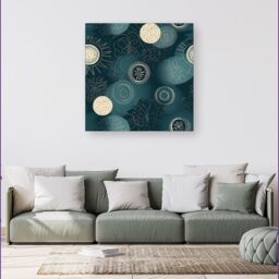 Warren Reed - Designer Blue Moon & Sun Canvas in Green - Size: w40 inch x h40 inch - thumbnail 4