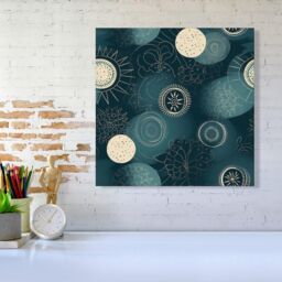 Warren Reed - Designer Blue Moon & Sun Canvas in Green - Size: w40 inch x h40 inch - thumbnail 2