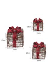 Living and Home 3Packs Christmas Ornament Decorative Lighted Gift Boxes Xmas Tree Decor in Brown - thumbnail 6