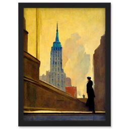 Artery8 5th Avenue New York At Sunrise Watercolour Painting Artwork Framed Wall Art Print A4 in Black - thumbnail 1