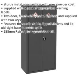 Loops CoSHH Substance Cabinet - 900 x 460 x 1800mm - Two Doors - 2-Point Key Lock - thumbnail 2
