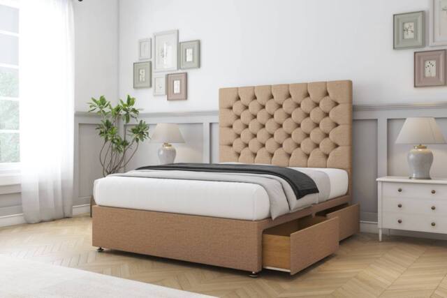 "Sloomy Mayfair Dumfries Divan Set 2 Drawers-54"" Headboard in Light Brown - Size: Small Single" - image 1