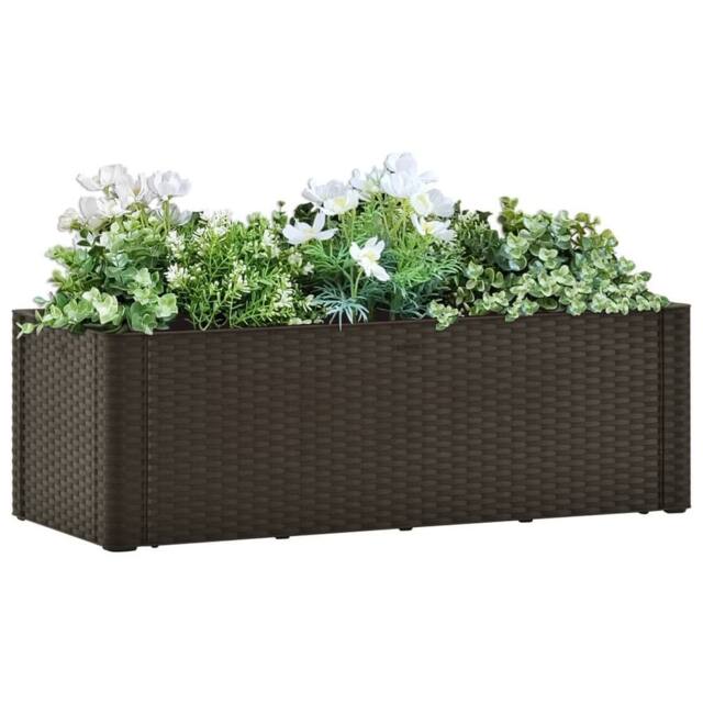 Berkfield Home Garden Raised Bed with Self Watering System Mocha 100x43x33 cm in Black - Size: 100 x 43 x 33 cm - image 1