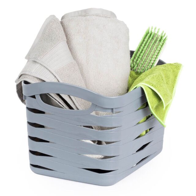 LIVIVO Small Woven Storage Basket with Handles 7L in Grey - Size: Large - image 1