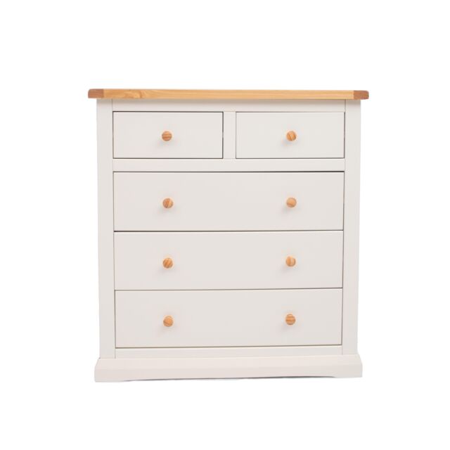 Cabinet Bits Castelli 5 Drawer Chest of Drawers Wood Knob in Off-White - image 1