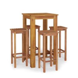 Berkfield Home 5 Piece Garden Bar Set Solid Wood Acacia in Brown - thumbnail 2