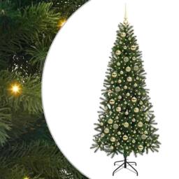 Berkfield Home Artificial Christmas Tree with 300 LEDs Green 210 cm PE & PVC - thumbnail 2