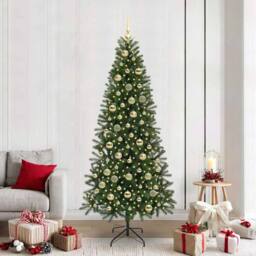 Berkfield Home Artificial Christmas Tree with 300 LEDs Green 210 cm PE & PVC - thumbnail 1