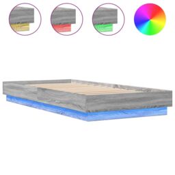 Berkfield Home Bed Frame without Mattress with LED Lights Grey Sonoma 100x200 cm - thumbnail 2