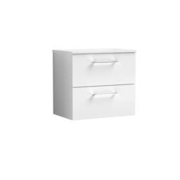 Balterley Level 600mm Wall Hung 2 Drawer Vanity Unit with Worktop - Gloss White - thumbnail 1